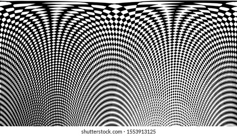 Halftone background wave. Curved gradient texture or pattern. Vertical gradient dots. Pop art texture. Vector illustration.