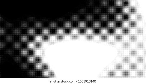 Halftone background wave. Curved gradient texture or pattern. Vertical gradient dots. Pop art texture. Vector illustration.