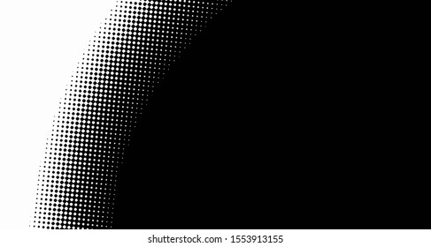 Halftone background wave. Curved gradient texture or pattern. Vertical gradient dots. Pop art texture. Vector illustration.