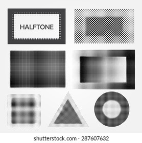 Halftone backgrounds.Halftone design elements.Vector illustration.