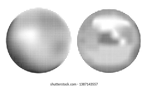 Halftone ball icons set isolated on white background