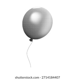 Icono del globo del semitono en estilo monocromo del punto, aislado en el fondo blanco. Ilustración retro mínima para fiesta, celebración, cumpleaños, decoración, tarjeta de felicitación, cartel o Diseño web.