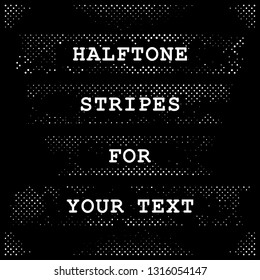 Halftone bands with free space for text. Vector design elements.