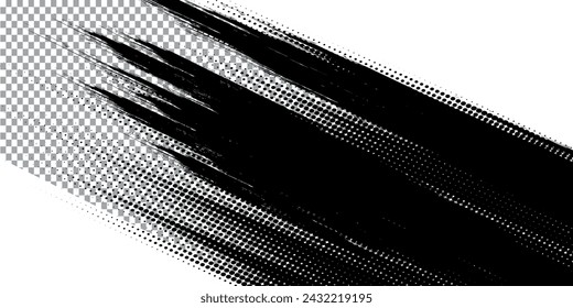 Plantilla de diseño de banner de semitonos color naranja estilo de línea de velocidad abstracta Ilustración vectorial moderna.