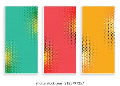 halftone banners in three colors
