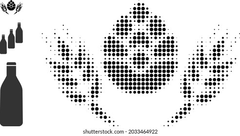 Halftone barley beer. Dotted barley beer generated with small round dots. Vector illustration of barley beer icon on a white background. Halftone pattern contains round points.