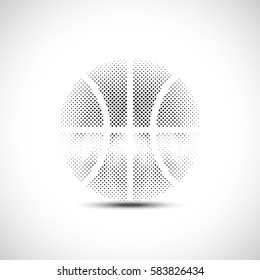 Halftone Basketball Symbol. Flaches Symbol. Vektorgrafik-Logo.