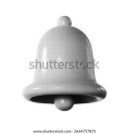 Halftone bell vector illustration, perfect for vintage design projects, alerts, and notifications. Retro style, dotted texture for creative graphic themes. Ideal for marketing and branding.