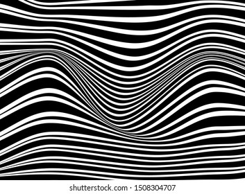Halftone bitmap lines retro background Black and White. optical art wavy background. abstract waves black and white line stripes.black and white wave stripe optical abstract design.