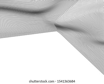 Halftone bitmap lines retro background Black and White. optical art wavy background.
