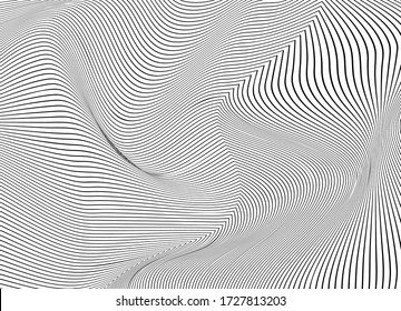 Halftone bitmap lines retro background Black and White. optical art wavy background. abstract waves black and white line stripes.black and white wave stripe optical abstract design.