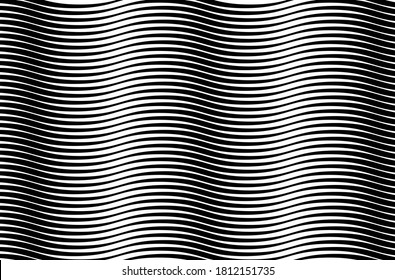 Halftone bitmap lines retro background Black and White. optical art wavy background. abstract waves black and white line stripes.black and white wave stripe optical abstract design.