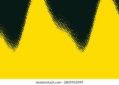Halftone black drips on bright yellow gradient background, dots
