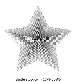 Halftone black five-pointed star on the white background