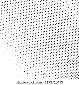Halftone black overlay texture. Distress urban print background. Grunge rough dirty element. Aged grainy messy template. Renovate wall scratched backdrop. Empty aging design cover. EPS10 vector.