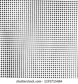 Halftone black overlay texture. Distress urban print background. Grunge rough dirty element. Aged grainy messy template. Renovate wall scratched backdrop. Empty aging design cover. EPS10 vector.