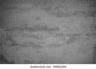 Halftone black overlay texture. Distress urban print background. Grunge rough dirty element. Aged grainy messy template. Renovate wall scratched backdrop. Empty aging design cover. EPS10 vector.