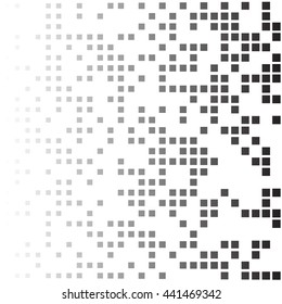 halftone black and white abstract background from randomly placed squares