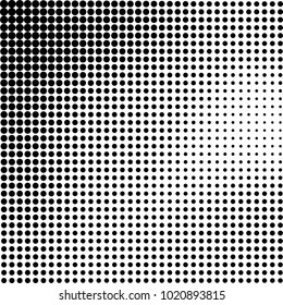 Halftone black and white abstract grunge background. Monochrome pattern with spots of ink. Texture of chaotic elements for printing and design