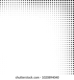 Halftone black and white abstract grunge background. Monochrome pattern with spots of ink. Texture of chaotic elements for printing and design