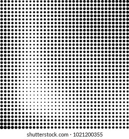 Halftone black and white abstract grunge background. Monochrome pattern with spots of ink. Texture of chaotic elements for printing and design