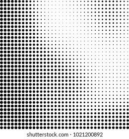 Halftone black and white abstract grunge background. Monochrome pattern with spots of ink. Texture of chaotic elements for printing and design