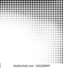 Halftone black and white abstract grunge background. Monochrome pattern with spots of ink. Texture of chaotic elements for printing and design