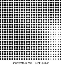 Halftone black and white abstract grunge background. Monochrome pattern with spots of ink. Texture of chaotic elements for printing and design