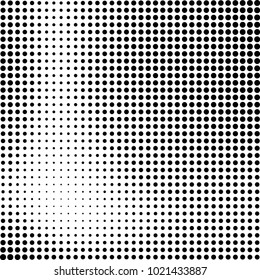 Halftone black and white abstract grunge background. Monochrome pattern with spots of ink. Texture of chaotic elements for printing and design