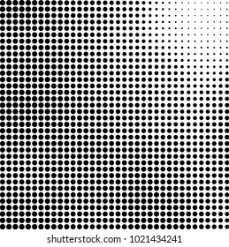 Halftone black and white abstract grunge background. Monochrome pattern with spots of ink. Texture of chaotic elements for printing and design