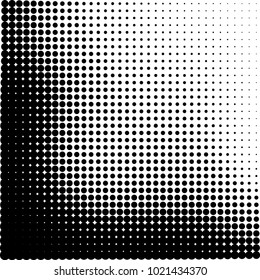 Halftone black and white abstract grunge background. Monochrome pattern with spots of ink. Texture of chaotic elements for printing and design