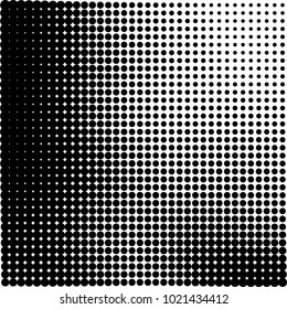 Halftone black and white abstract grunge background. Monochrome pattern with spots of ink. Texture of chaotic elements for printing and design