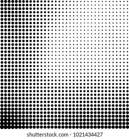 Halftone black and white abstract grunge background. Monochrome pattern with spots of ink. Texture of chaotic elements for printing and design