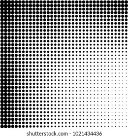 Halftone black and white abstract grunge background. Monochrome pattern with spots of ink. Texture of chaotic elements for printing and design