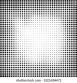 Halftone black and white abstract grunge background. Monochrome pattern with spots of ink. Texture of chaotic elements for printing and design