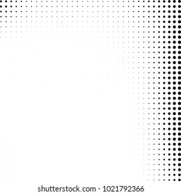 Halftone black and white abstract grunge background. Monochrome pattern with spots of ink. Texture of chaotic elements for printing and design