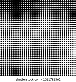 Halftone black and white abstract grunge background. Monochrome pattern with spots of ink. Texture of chaotic elements for printing and design