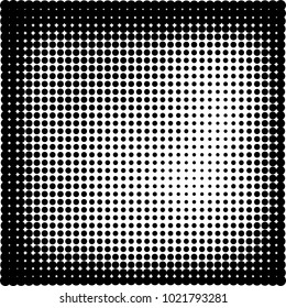 Halftone black and white abstract grunge background. Monochrome pattern with spots of ink. Texture of chaotic elements for printing and design