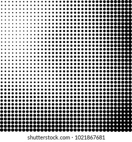 Halftone black and white abstract grunge background. Monochrome pattern with spots of ink. Texture of chaotic elements for printing and design