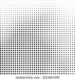 Halftone black and white abstract grunge background. Monochrome pattern with spots of ink. Texture of chaotic elements for printing and design