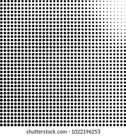 Halftone black and white abstract grunge background. Monochrome pattern with spots of ink. Texture of chaotic elements for printing and design