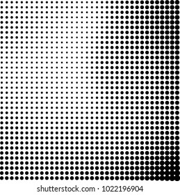 Halftone black and white abstract grunge background. Monochrome pattern with spots of ink. Texture of chaotic elements for printing and design
