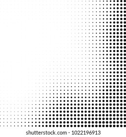 Halftone black and white abstract grunge background. Monochrome pattern with spots of ink. Texture of chaotic elements for printing and design