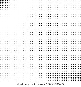 Halftone black and white abstract grunge background. Monochrome pattern with spots of ink. Texture of chaotic elements for printing and design