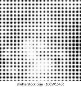 Halftone black and white abstract pattern of dots in black on a white background