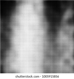 Halftone black and white abstract pattern of dots in black on a white background
