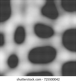 Halftone black and white. Abstract pattern of spots of ink. Modern art texture Vector for posters, postcard, grunge cover. Vintage futuristic texture gradient