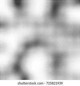 Halftone black and white. Abstract pattern of spots of ink. Modern art texture Vector for posters, postcard, grunge cover. Vintage futuristic texture gradient