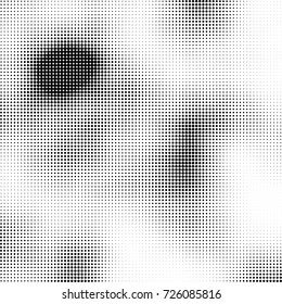 Halftone black and white. Abstract pattern of spots of ink. Modern art texture Vector for posters, postcard, grunge cover. Vintage futuristic texture gradient