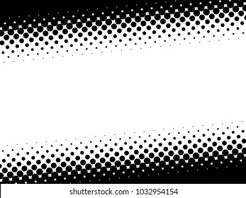 Halftone black and white background. Banner with dots. Vector illustration